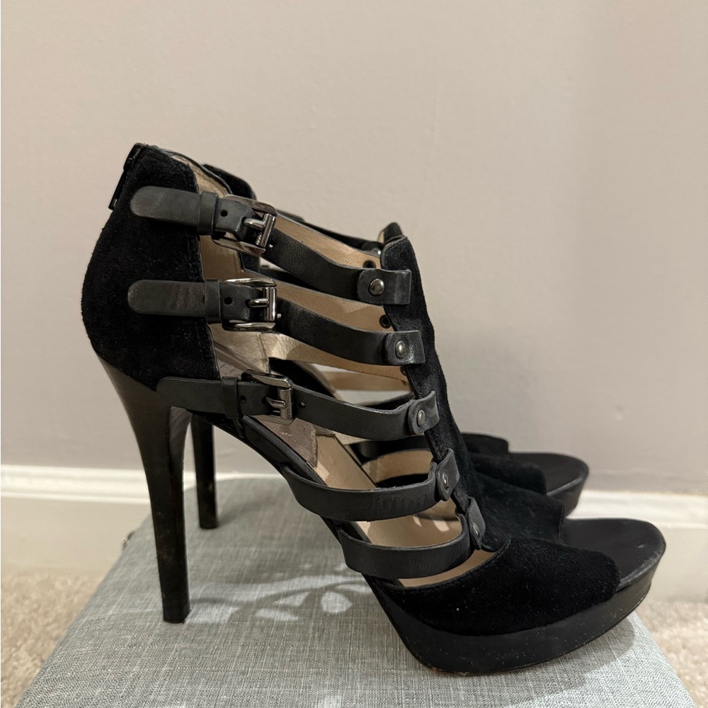 Black Strappy High Heel Sandals